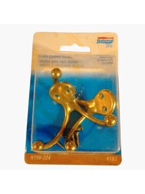 National Double Clothes Hooks Brass Finish N199 224 Die Cast